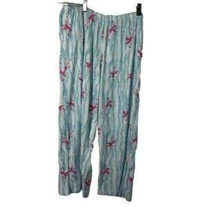 M Huge Flamingo Crop Women Pajama Pants Cotton/ Polyester Elastic Waist